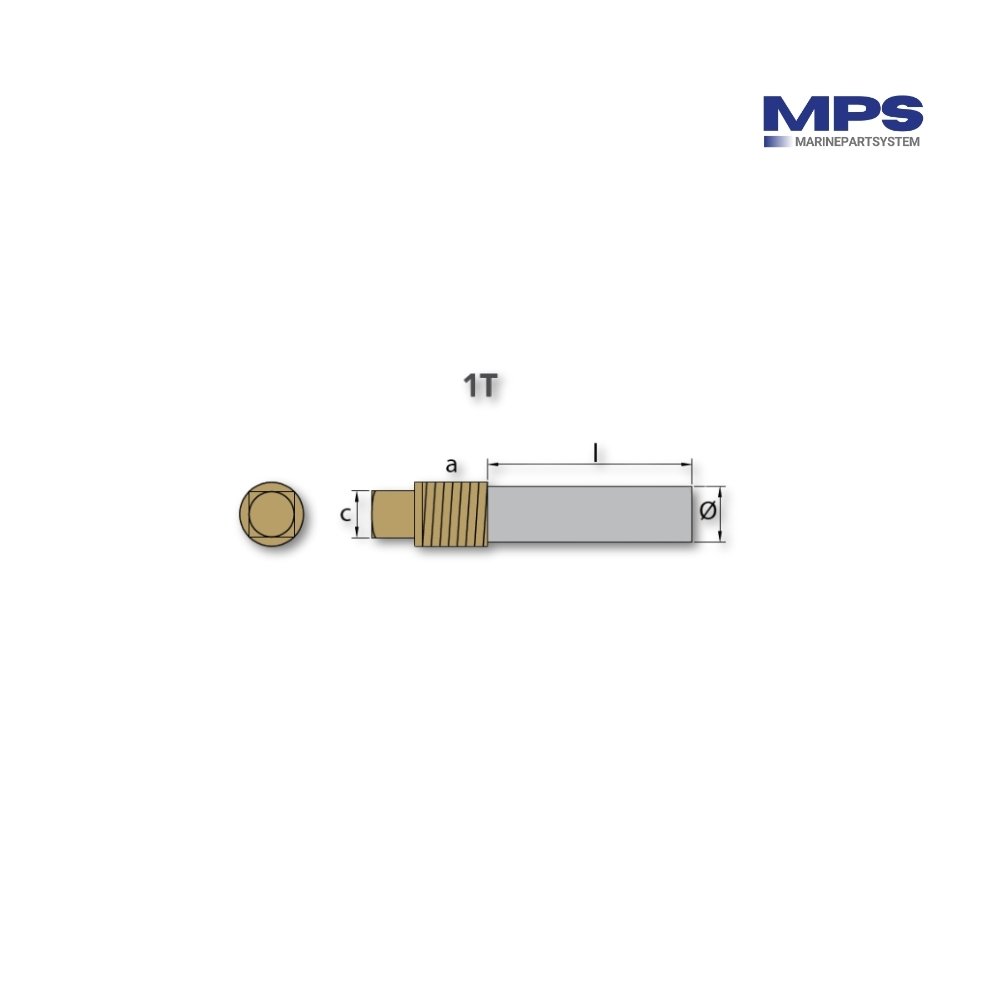 Ánodo Lápiz Volvo Penta Aluminio Ø15 mm con tapón de latón BSPT 1/2″